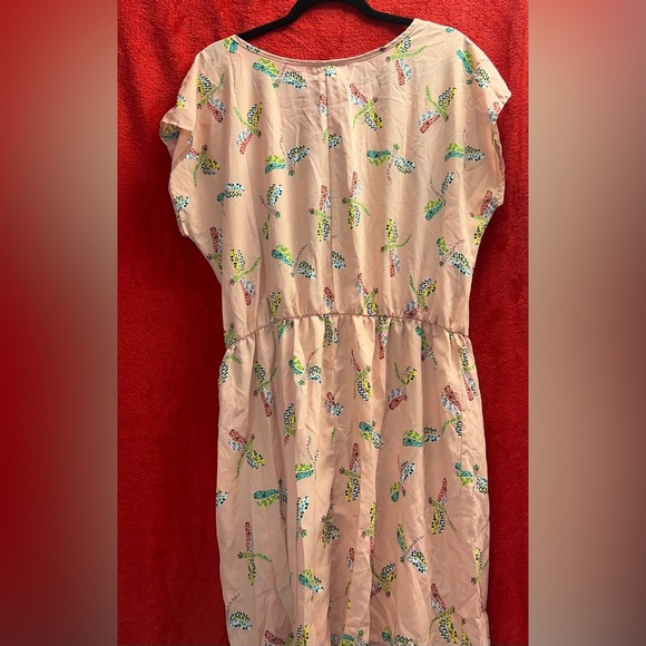 Peach Dragonfly Fit and Flare Plus Size Dress - Picture 2 of 6
